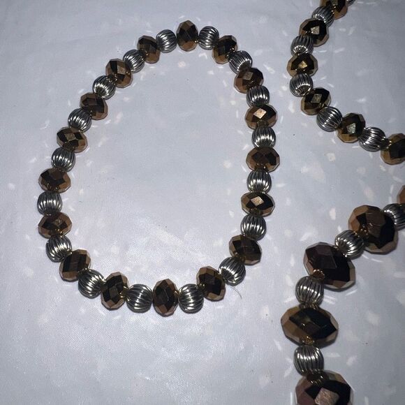 Set of Three Stretch Faceted Bronze Beaded Bracelets - Picture 8 of 9